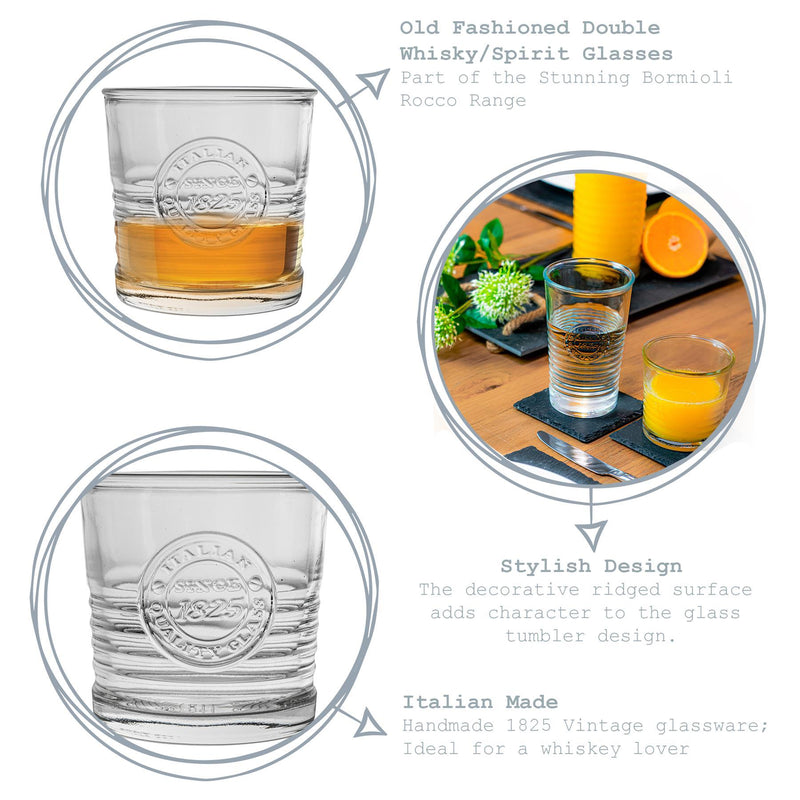 300ml Officina 1825 Double Whisky Glasses - Pack of Six - By Bormioli Rocco