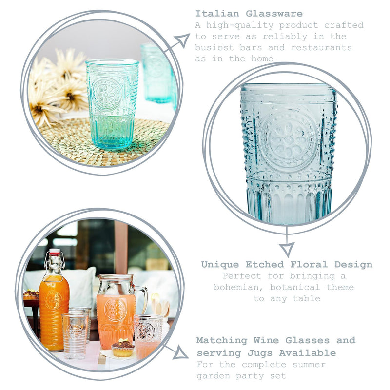 340ml Romantic Highball Glasses - By Bormioli Rocco