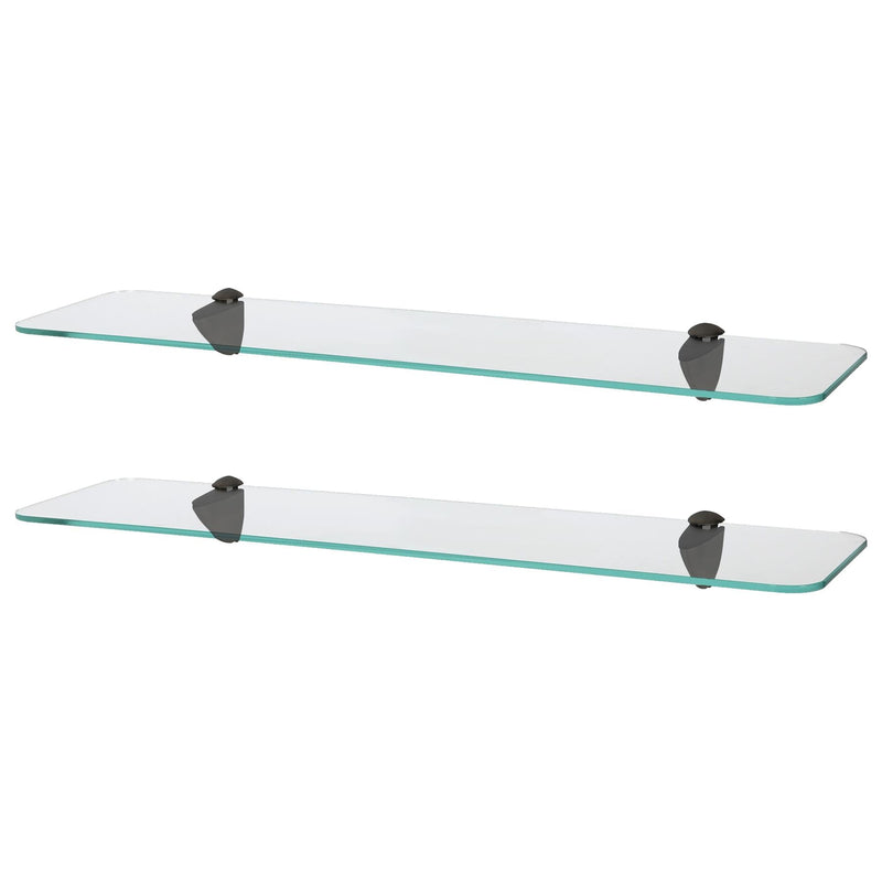 Rounded Floating Glass Bathroom Shelves - 60cm - Pack of 2 - By Harbour Housewares