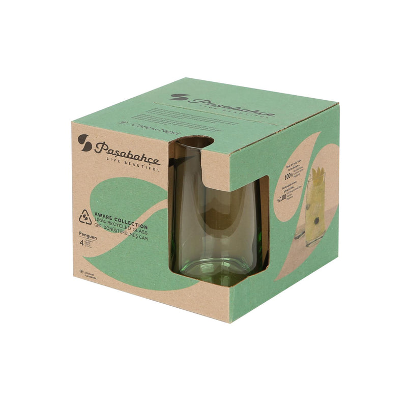 390ml Aware Penguen Recycled Highball Glasses - Green - By Pasabahce