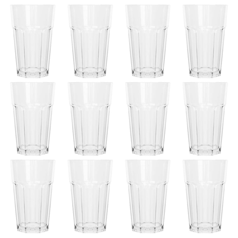 400ml Reusable Plastic Highball Glasses - Pack of 12 - By Argon Tableware