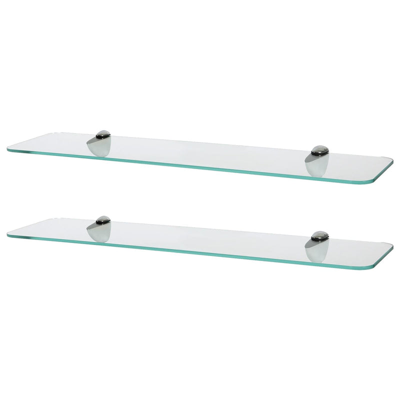 Rounded Floating Glass Bathroom Shelves - 60cm - Pack of 2 - By Harbour Housewares