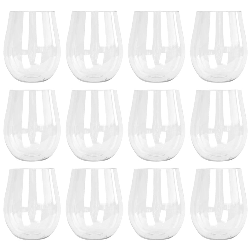 600ml Reusable Plastic Stemless Wine Glasses - By Argon Tableware