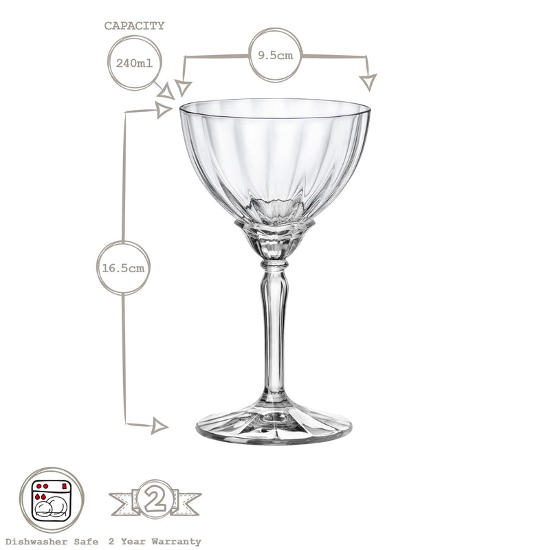 240ml Florian Champagne Cocktail Saucers - By Bormioli Rocco