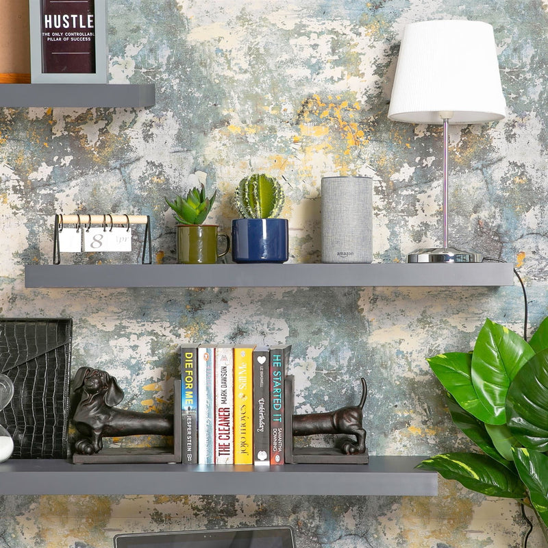 80cm Modern Floating Wall Shelves - Pack of Two - By Harbour Housewares