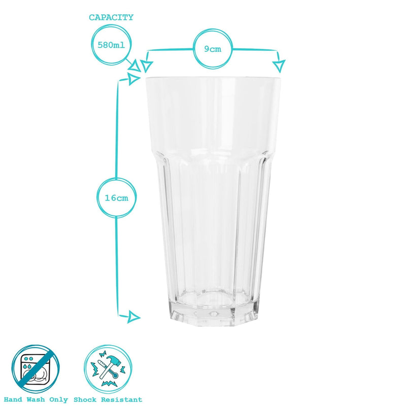 580ml Reusable Plastic Highball Glasses - By Argon Tableware