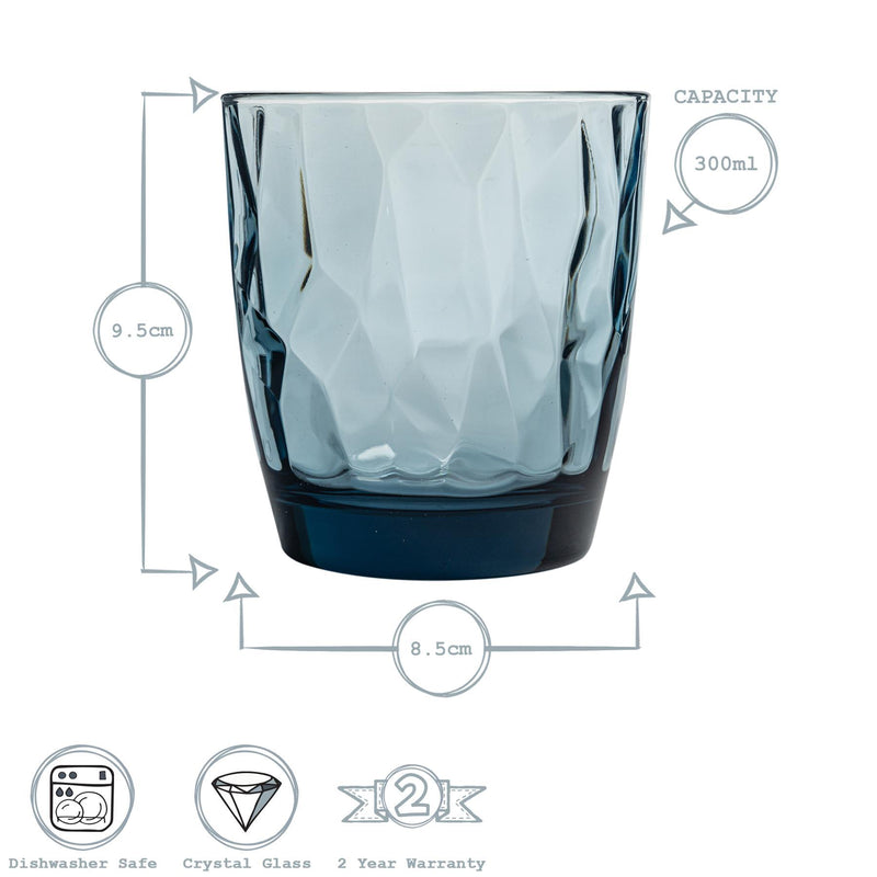 300ml Diamond Whisky Glasses - Pack of 12 - By Bormioli Rocco