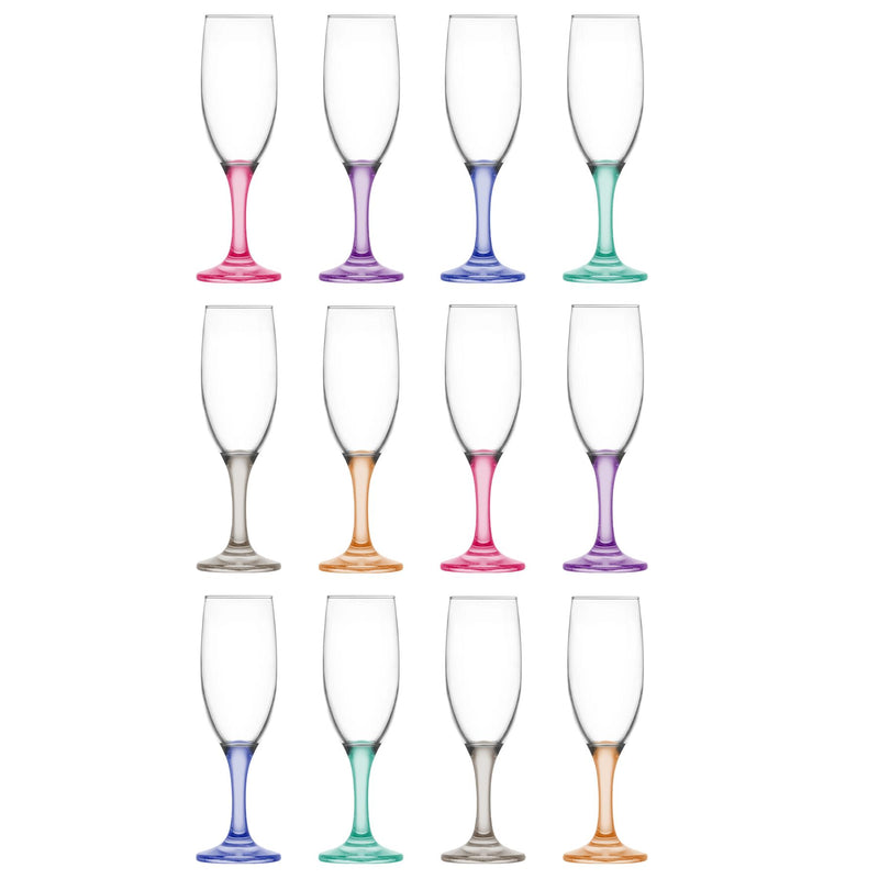 190ml Misket Glass Champagne Flutes - Pack of 12 - By LAV