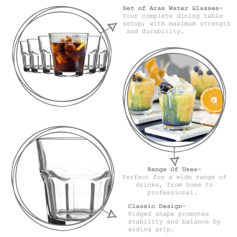 200ml Aras Water Glasses - Pack of 12 - By LAV