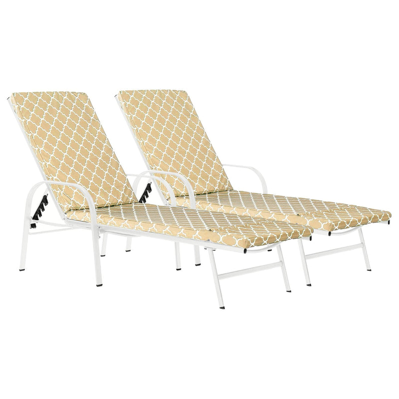 Sussex Sun Loungers & Cushion Set - White - Pack of 2