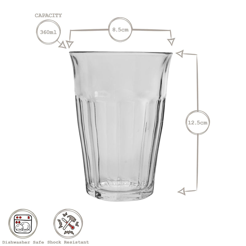 360ml Picardie Highball Glasses - Pack of 12 - By Duralex