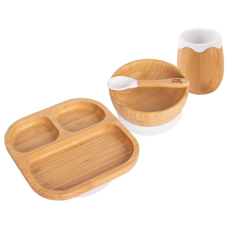 4pc Divided Bamboo Suction  toddler, baby and Children's Feeding Set