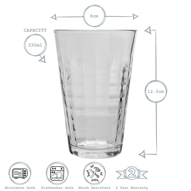 330ml Prisme Tumbler Glasses - By Duralex