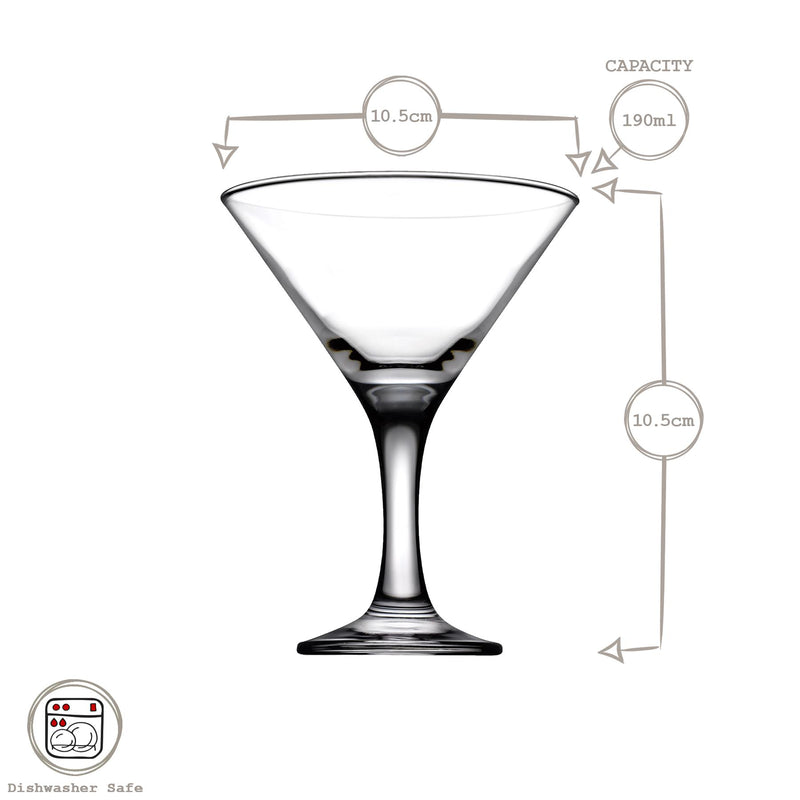 190ml Bistro Martini Glasses - By Pasabahce