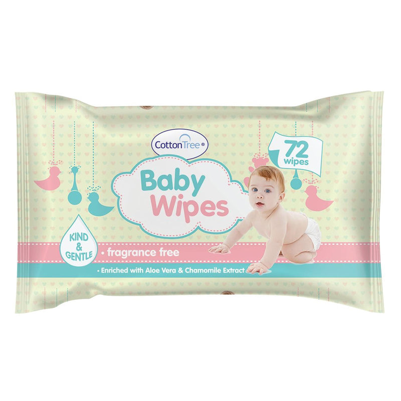 Baby Wipes - Pack of 72 - By Cotton Tree