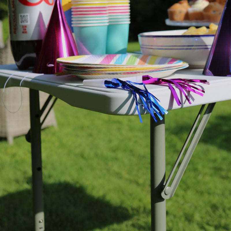 Height Adjustable Folding Camping Picnic Table & Chair Set - 120cm (4ft) - White - By Harbour Housewares