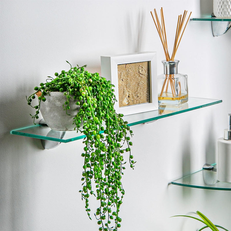 Rounded Floating Glass Bathroom Shelf - 40cm - By Harbour Housewares