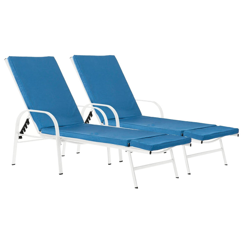 Sussex Sun Loungers & Cushion Set - White - Pack of 2