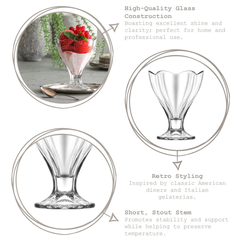 250ml Lily Glass Ice Cream Bowls - Pack of Six - By LAV