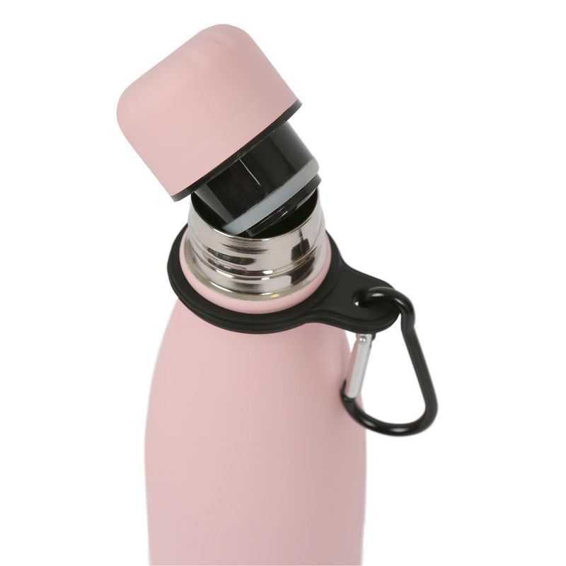 Stainless Steel Water Bottle with Carabiner Clip - 500ml