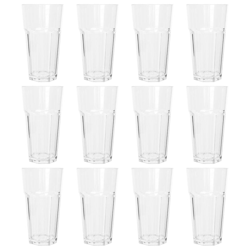 665ml Reusable Plastic Highball Glasses - Pack of 12 - By Argon Tableware