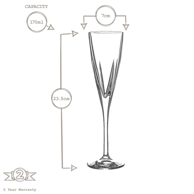 170ml Fusion Champagne Flutes - Pack of 12 - By RCR Crystal