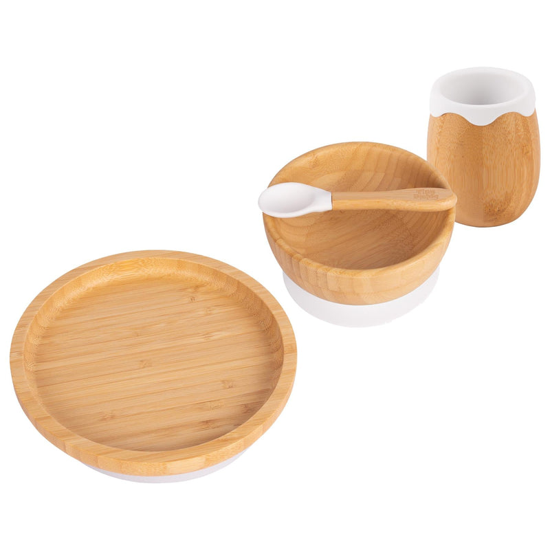 4pc Round Bamboo Suction toddler and Baby Feeding Set