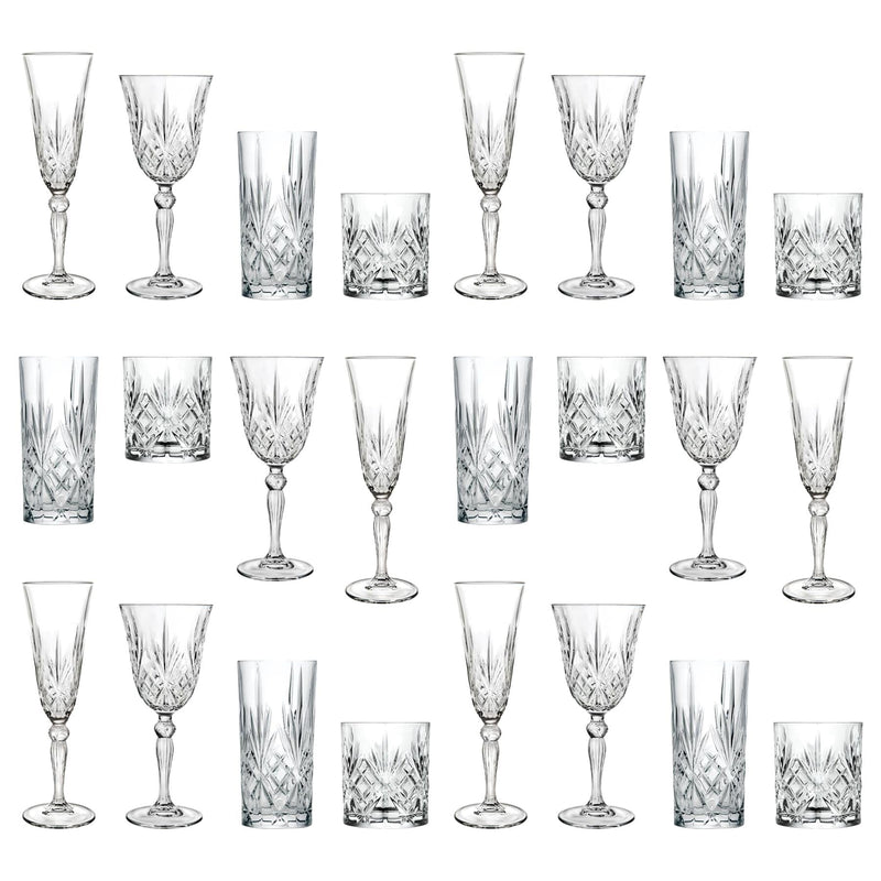 24pc Melodia Glassware Set - By RCR Crystal