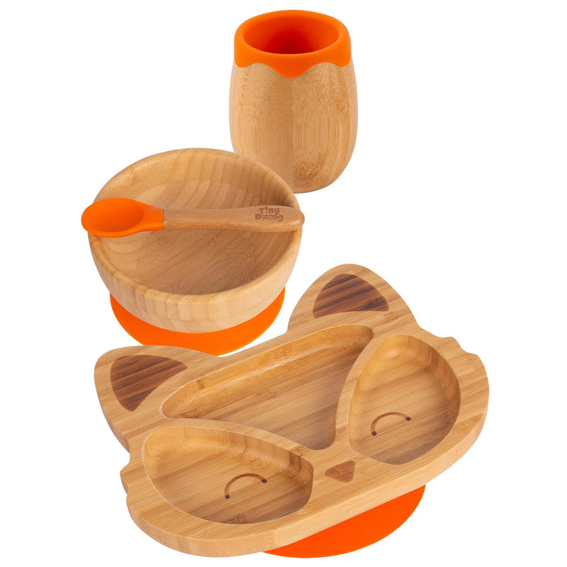 4pc Flynn the Fox Bamboo Suction toddler, baby and Children's Feeding Set