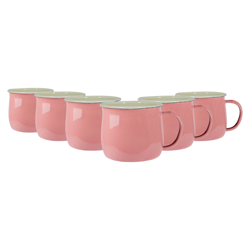 375ml Pastel Enamel Belly Mugs - Pack of Six - By Argon Tableware