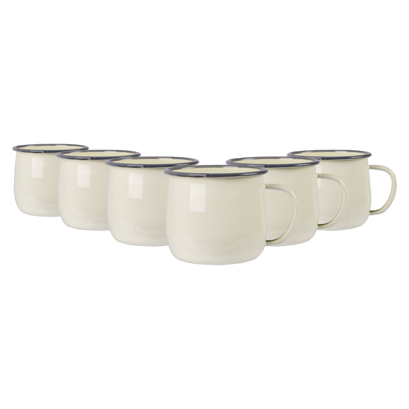 375ml Pastel Enamel Belly Mugs - Pack of Six - By Argon Tableware