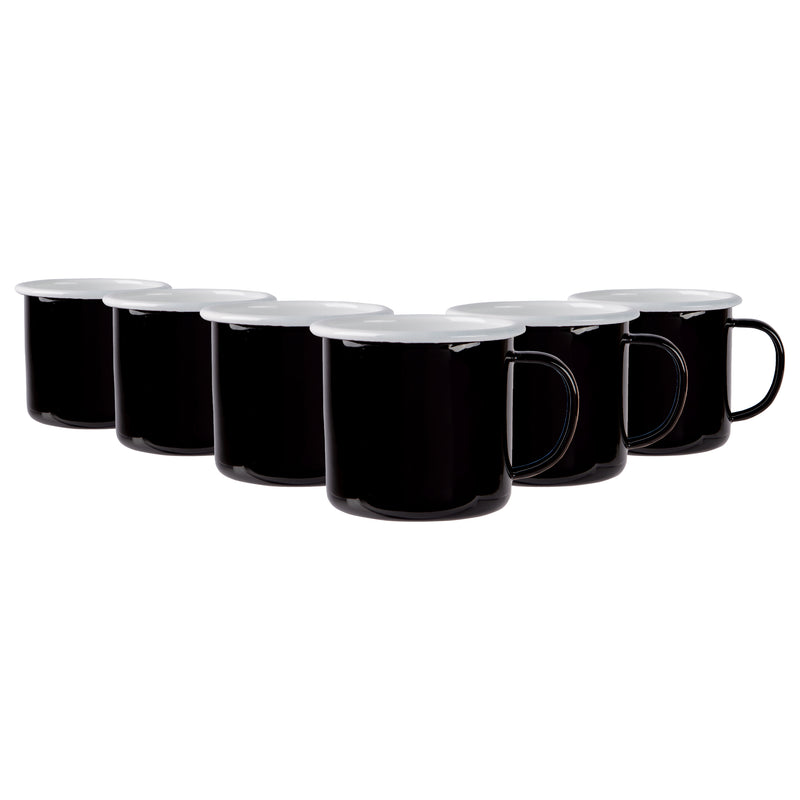 375ml Coloured Enamel Mugs - Pack of Six - By Argon Tableware