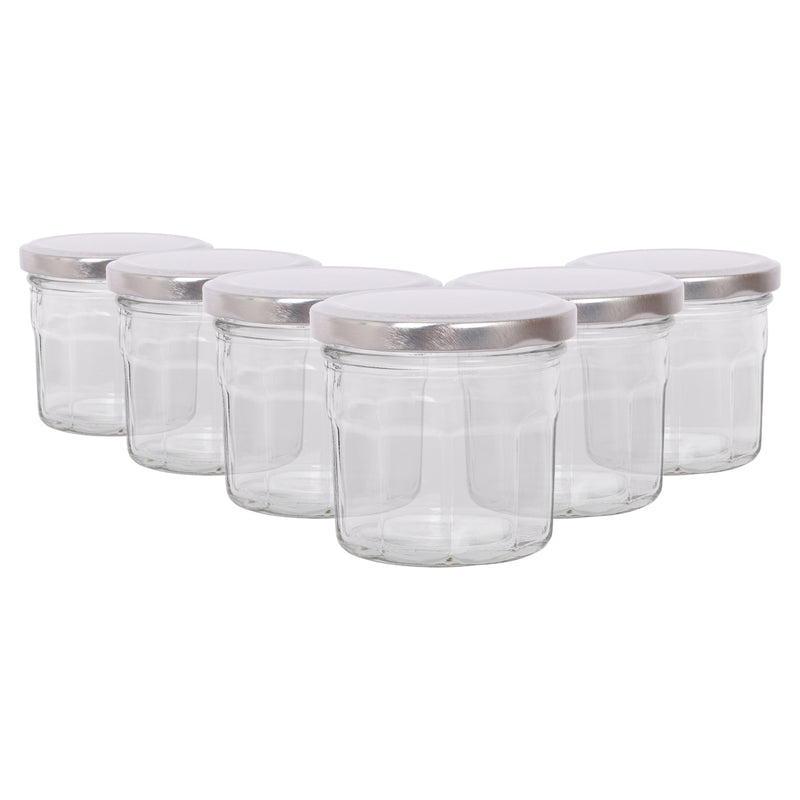 130ml Glass Jam Jars with Lids - Pack of 6 - By Argon Tableware