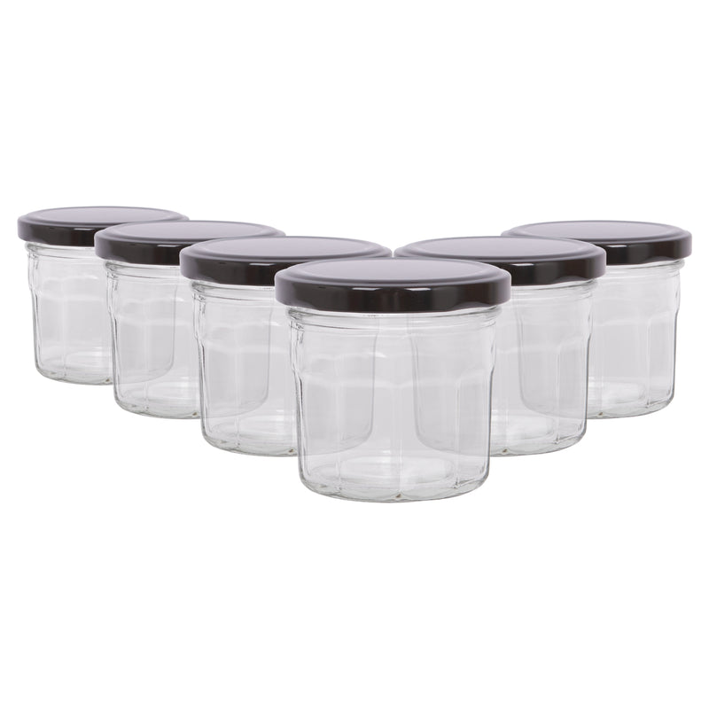 130ml Glass Jam Jars with Lids - Pack of 6 - By Argon Tableware