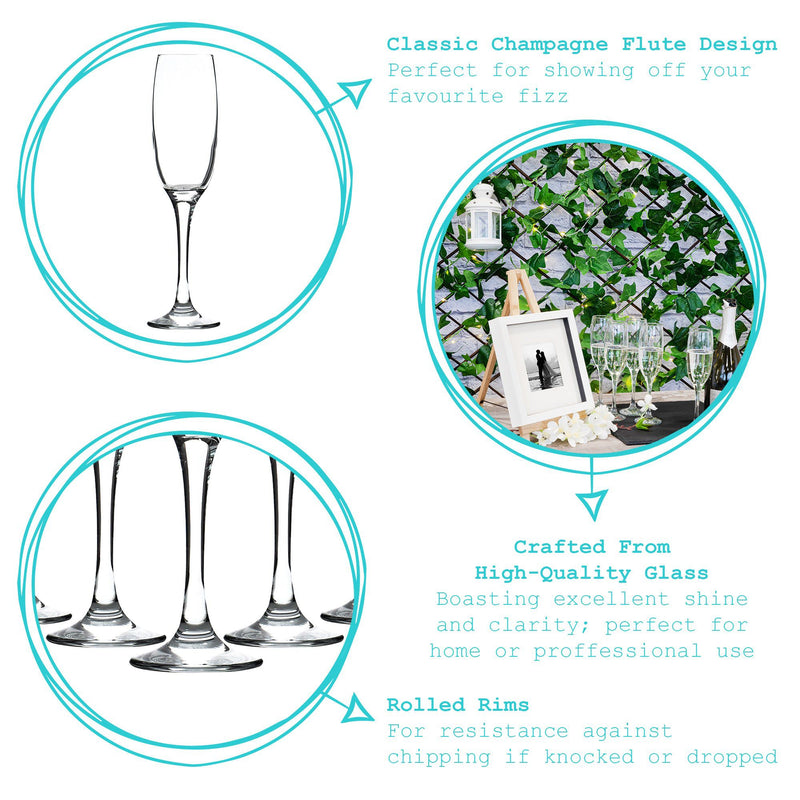 220ml Champagne Flute Glasses - By Argon Tableware