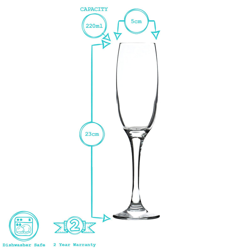 220ml Champagne Flute Glasses - By Argon Tableware