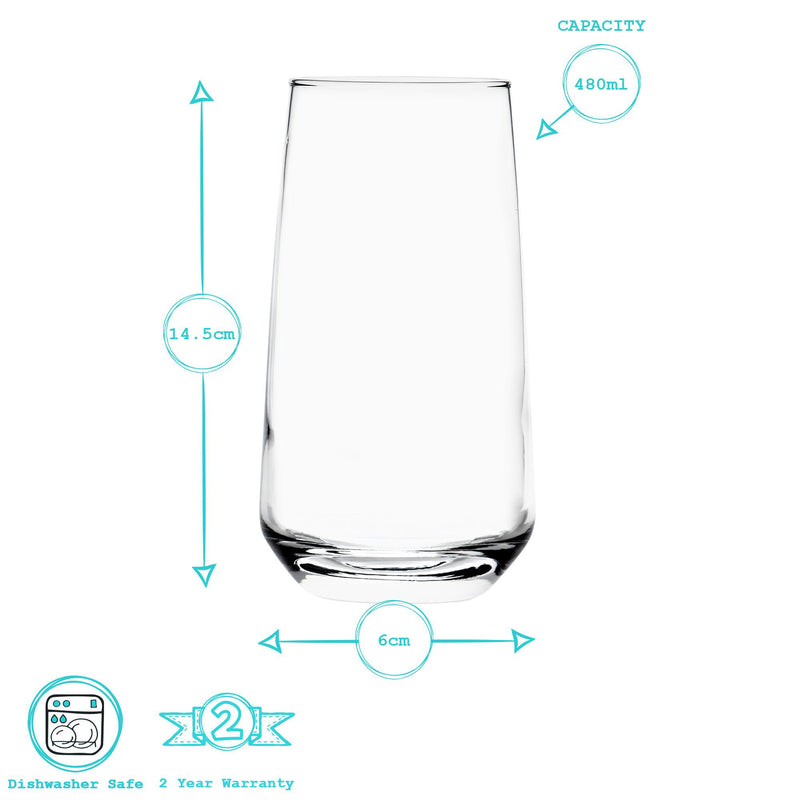 480ml Tallo Highball Glasses - Pack of 12 - By Argon Tableware