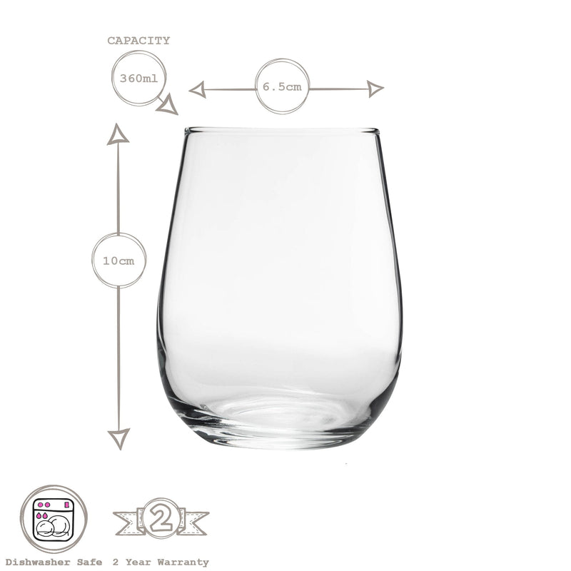 360ml Gaia Stemless Wine Glasses - Pack of 12 - By LAV