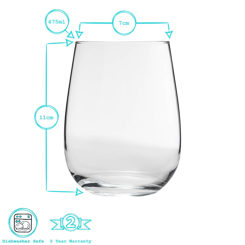 475ml Corto Stemless Wine Glasses - Pack of 12 - By Argon Tableware