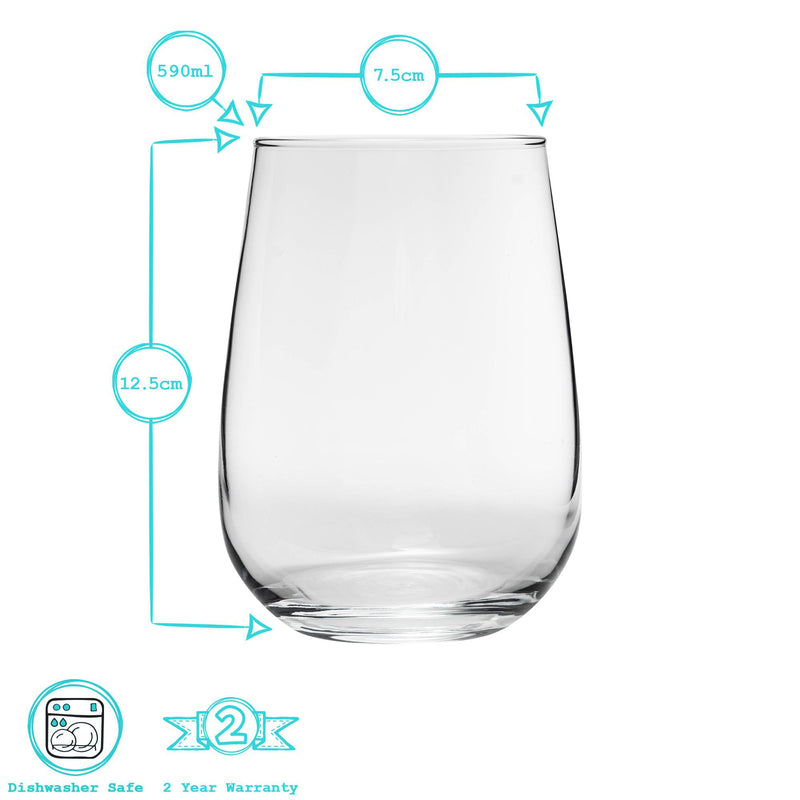 590ml Corto Stemless Gin Glasses - Pack of 12 - By Argon Tableware