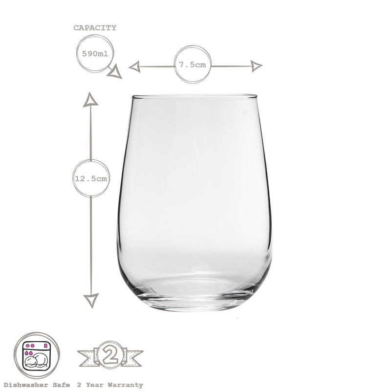 590ml Gaia Stemless Wine Glasses - By Lav