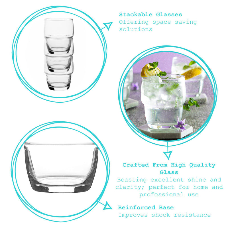 340ml Apilado Stacking Highball Glasses - Pack of 12 - By Argon Tableware