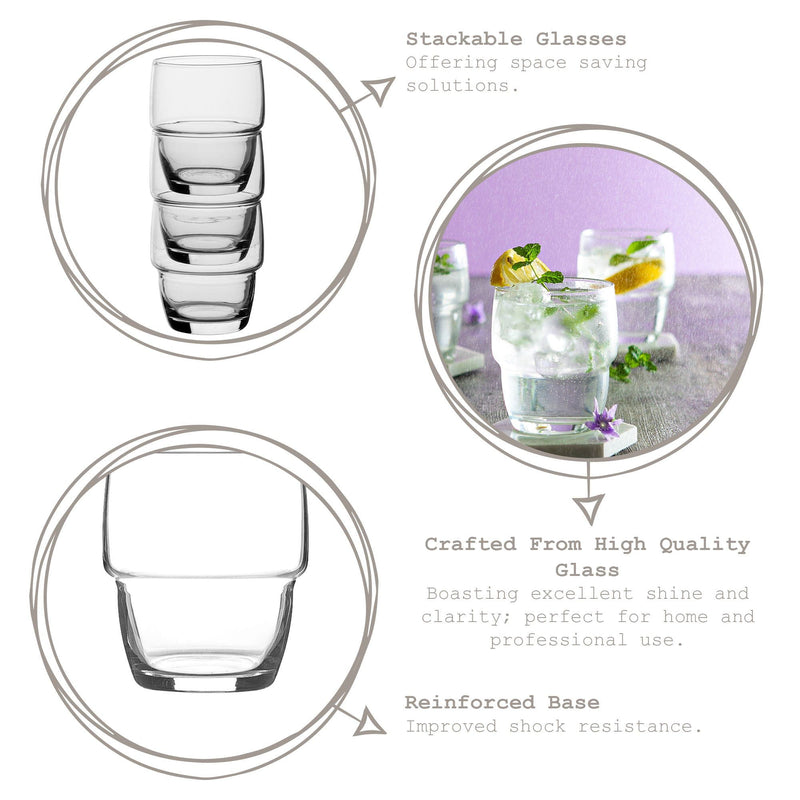 285ml Galata Stacking Tumbler Glasses - Pack of 12  - By LAV