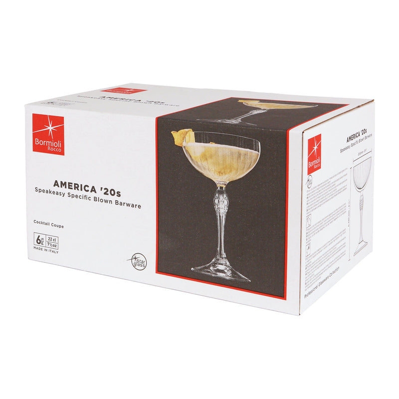 230ml America 20S Champagne Saucer Glasses - By Bormioli Rocco