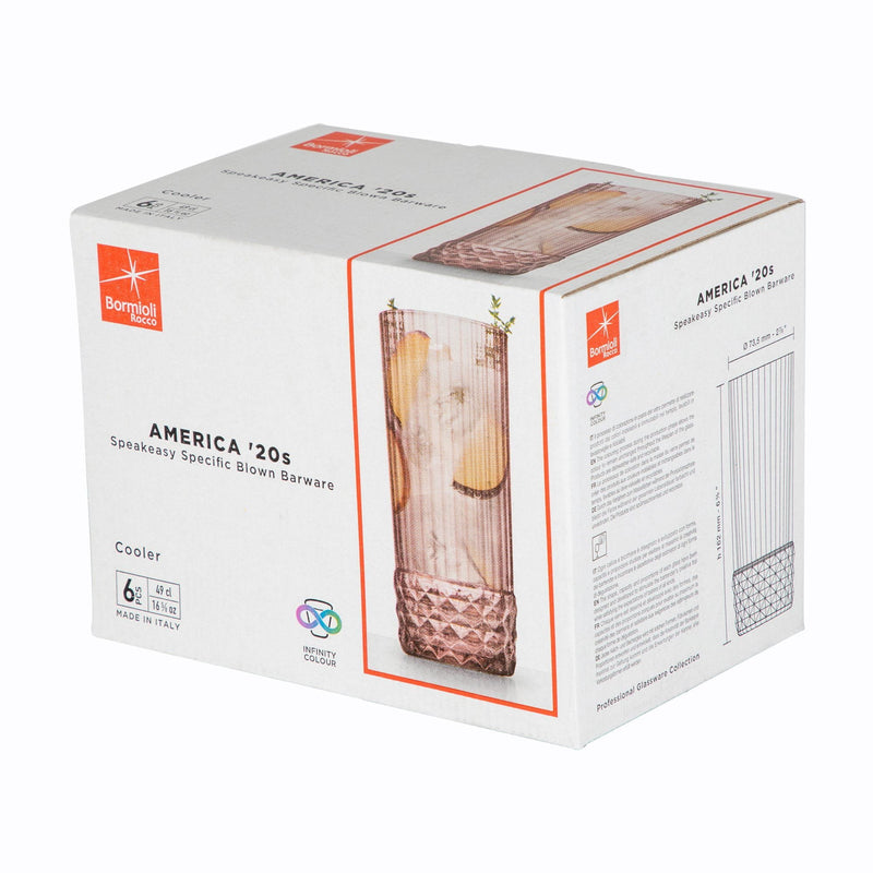 490ml America '20s Highball Glasses - Pack of 12 - By Bormioli Rocco