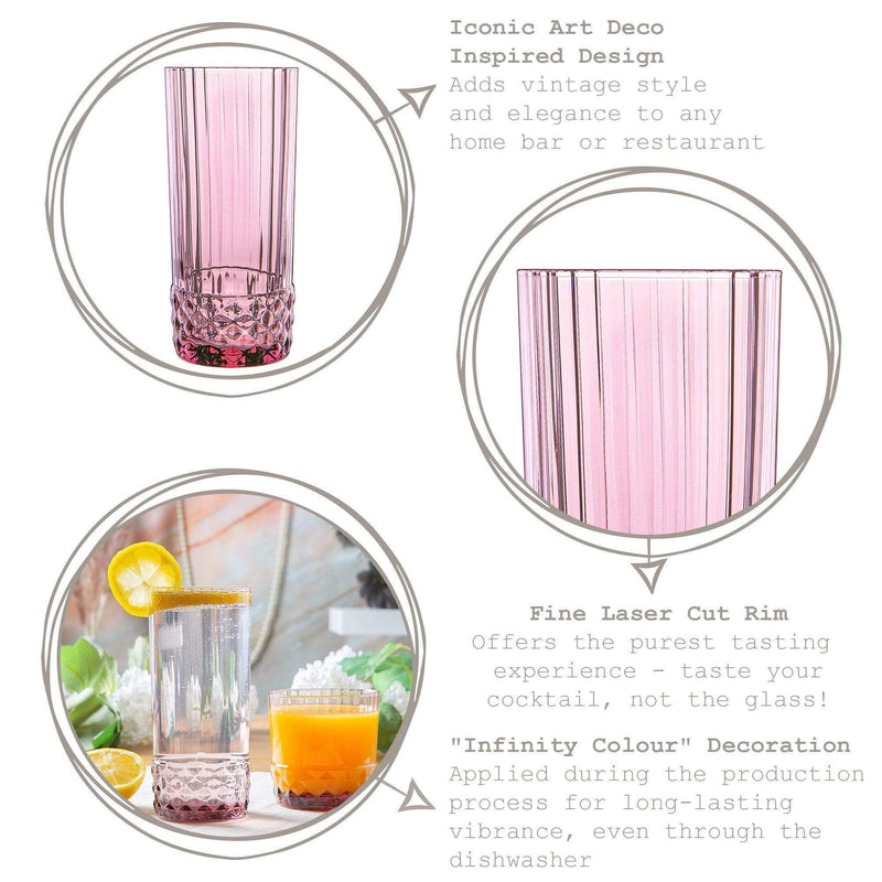 490ml America '20s Highball Glasses - Pack of 12 - By Bormioli Rocco