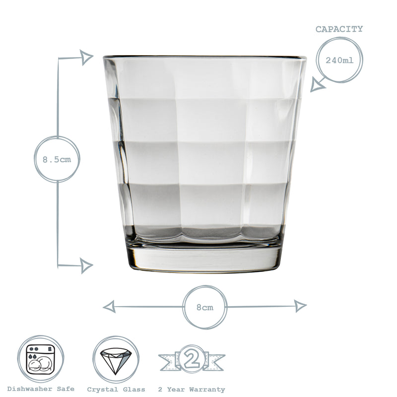 240ml Cube Whisky Glasses - Pack of 12 - By Bormioli Rocco