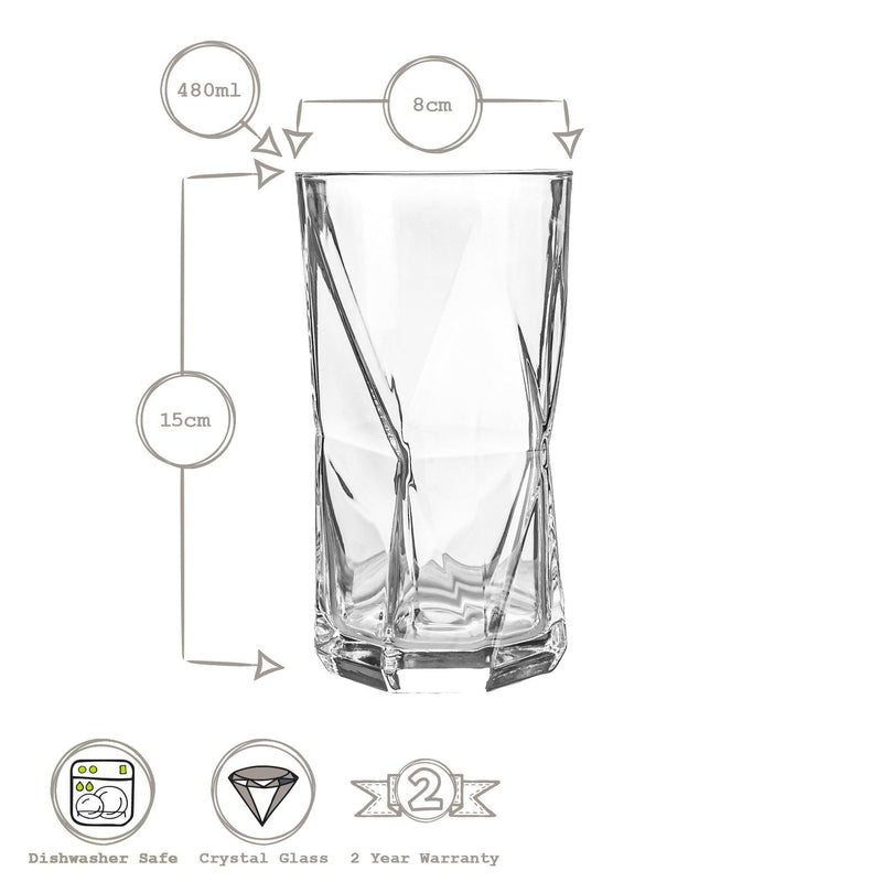 480ml Cassiopea Highball Glasses - Pack of 12 - By Bormioli Rocco