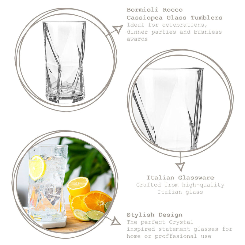 480ml Cassiopea Highball Glasses - Pack of 12 - By Bormioli Rocco