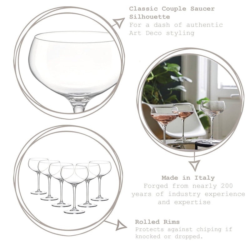 305ml Bartender Champagne Saucers - Pack of 12 - By Bormioli Rocco